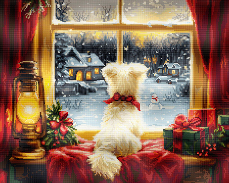 ls-bu5076 Borduurpakket Waiting For The Snowflakes - Luca-S