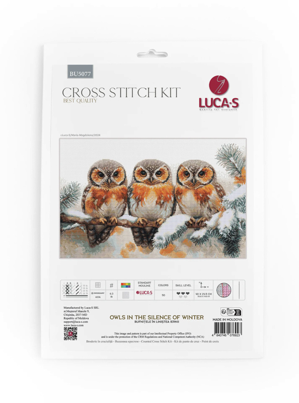 ls-bu5077_3 Borduurpakket Owls in The Silence of Winter - Luca-S