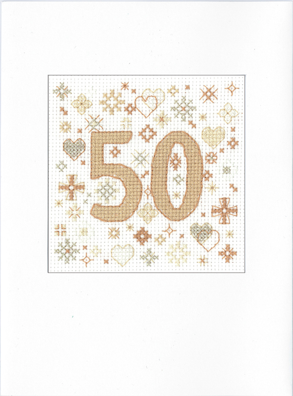 hc-1376a Borduurpakket Card - Congratulations 50 - Heritage Crafts