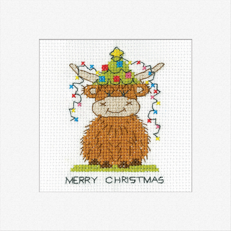hc-1827a Borduurpakket Highland Card - Christmas Lights - Heritage Crafts