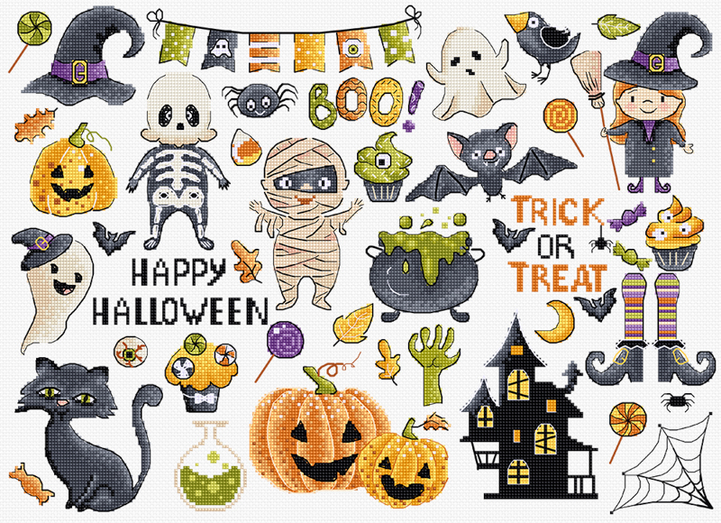 leti-l8225 Borduurpakket Halloween Sampler - Leti Stitch