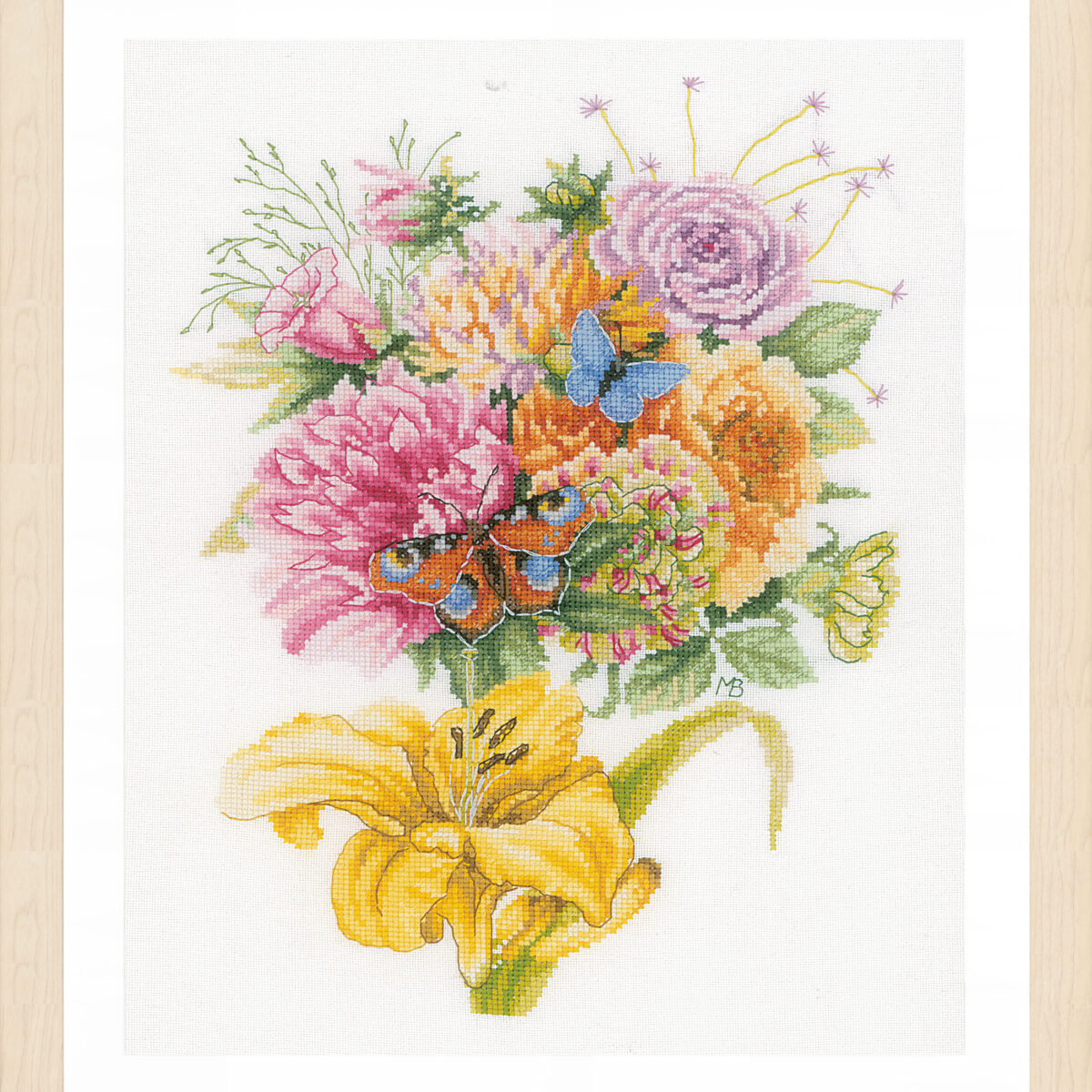 0205834 Telpakket kit Fleurig boeket met vlinders