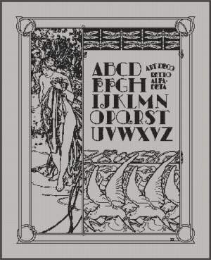 201110250921370671 Alphonse Mucha: Art Deco Alfabet met vogels en libelles