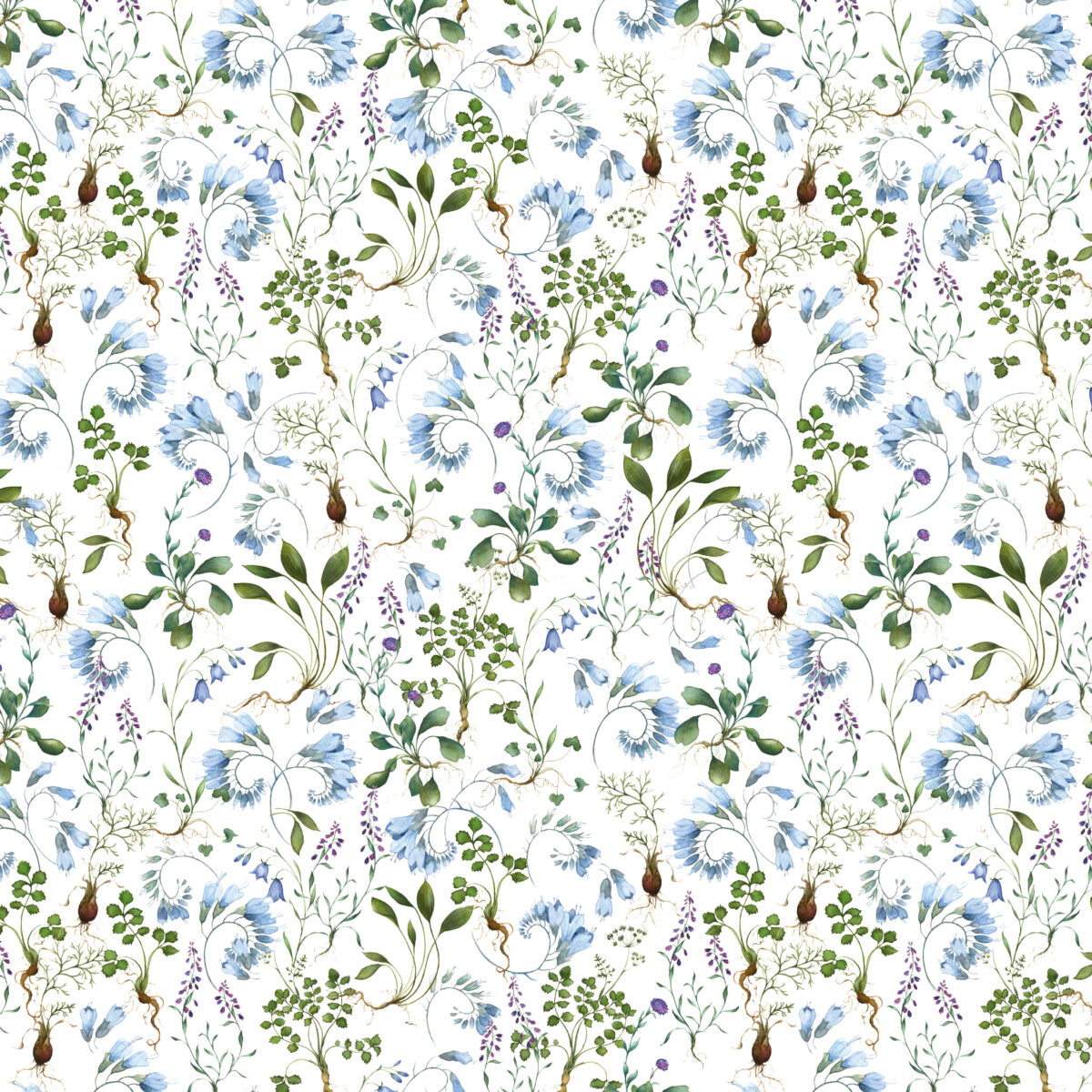 3523-900 Feine Flora Acufactum stoffen: Blauwe bloemen