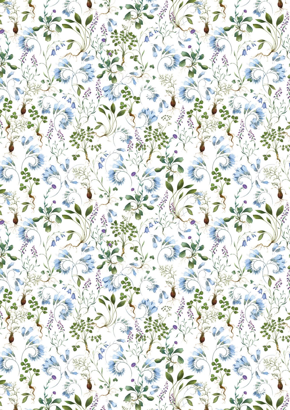 3523-900 Feine Flora Acufactum stoffen: Blauwe bloemen