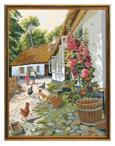 12-710.jpg Eva Rosenstand - Boerderij met stokrozen